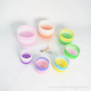 Rainbow Color Frosted Crystal Singing Bowl